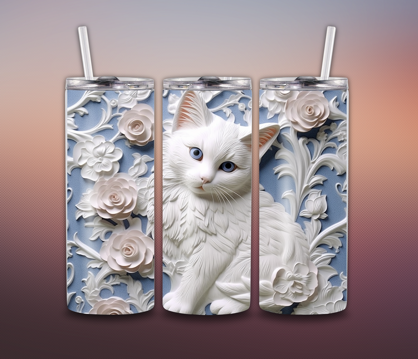 3D Fresco Cat Tumbler