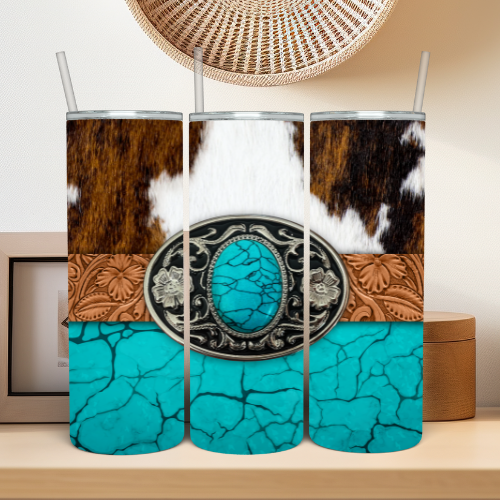 Cowhide Turquoise Buckle Tumbler
