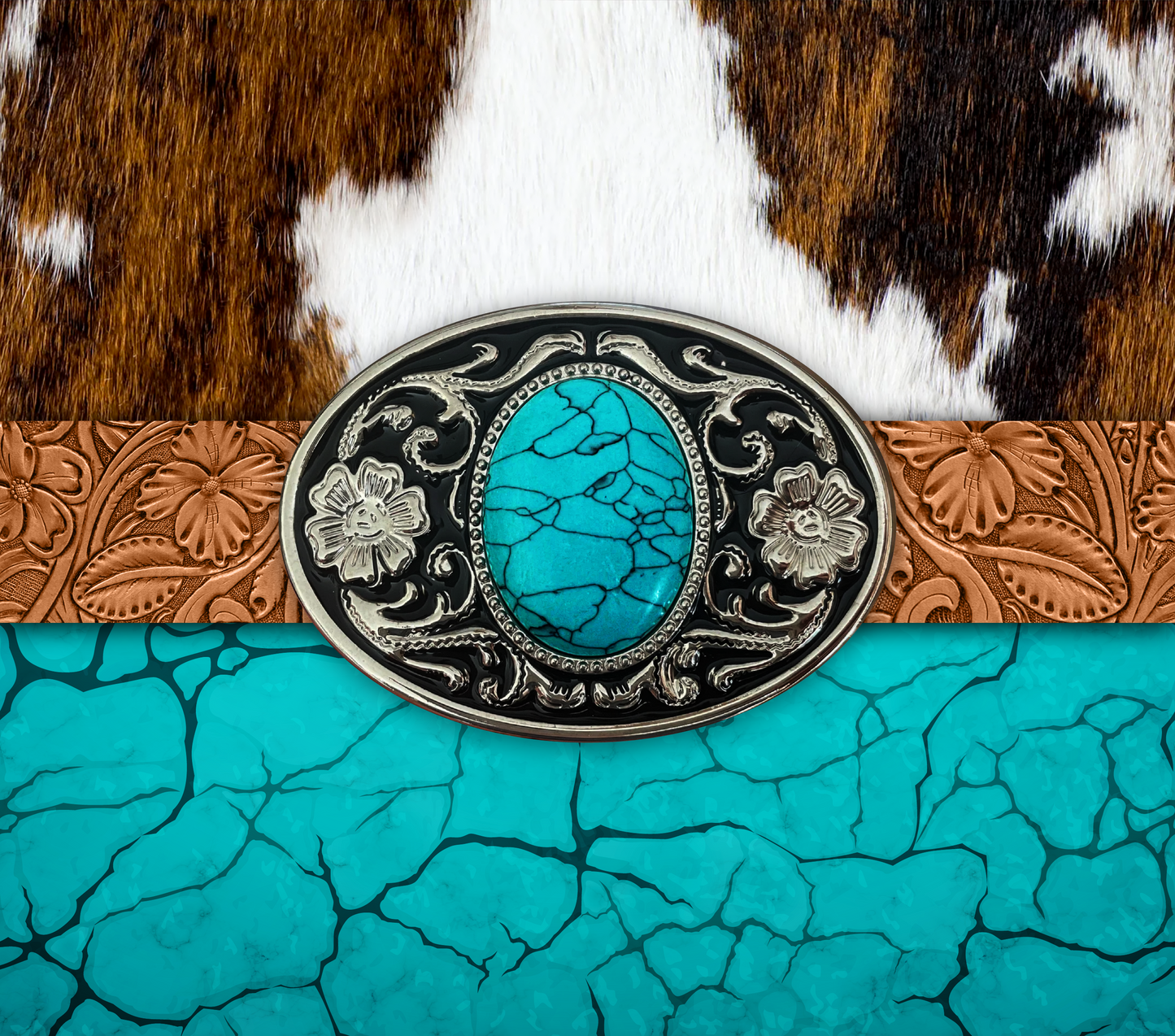 Cowhide Turquoise Buckle Tumbler