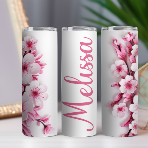 3D Pink Flower Tumbler