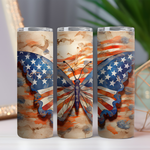 4TH OF JULY BUTTERFLY TUMBLER