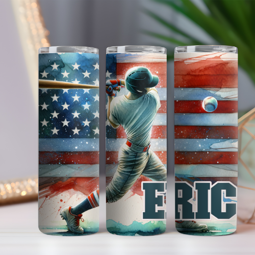 Baseball American Flag Tumbler