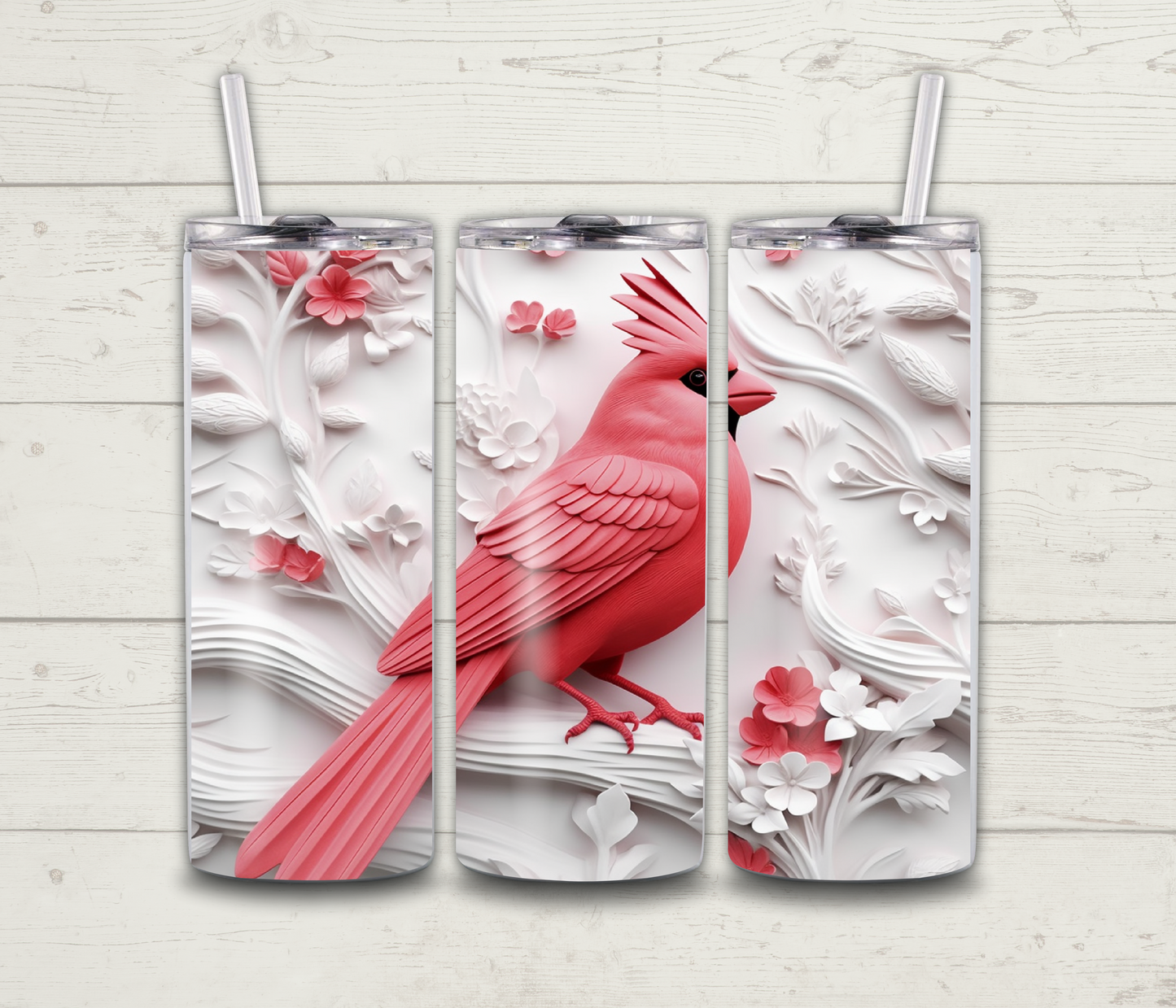 3D Carved Red Cardinal Tumbler