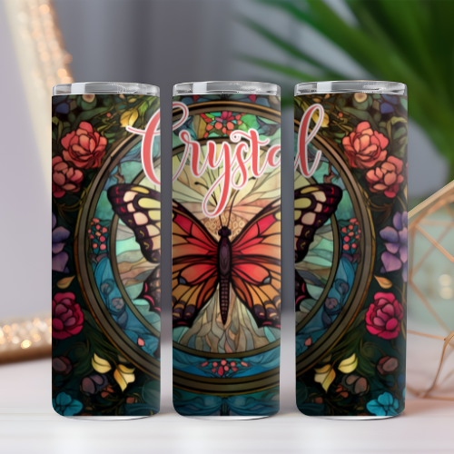 Butterflies - Stained Glass Tumbler 08