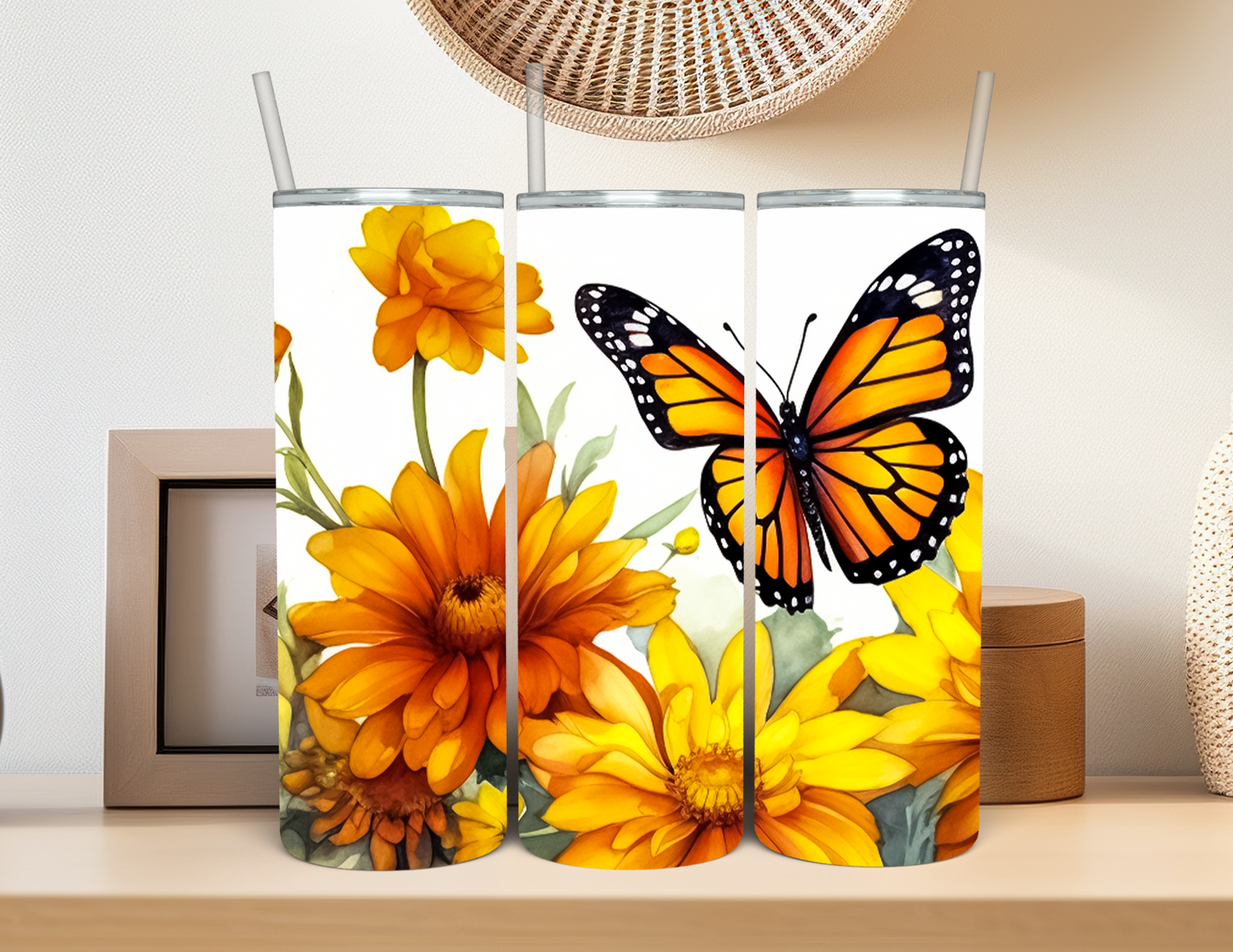 Butterfly Marigold Tumbler