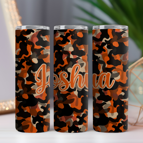 Camo Orange & Black Tumbler