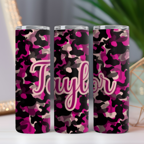 CAMO PINK & BLACK TUMBLER