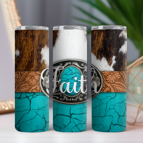 Cowhide Turquoise Buckle Tumbler