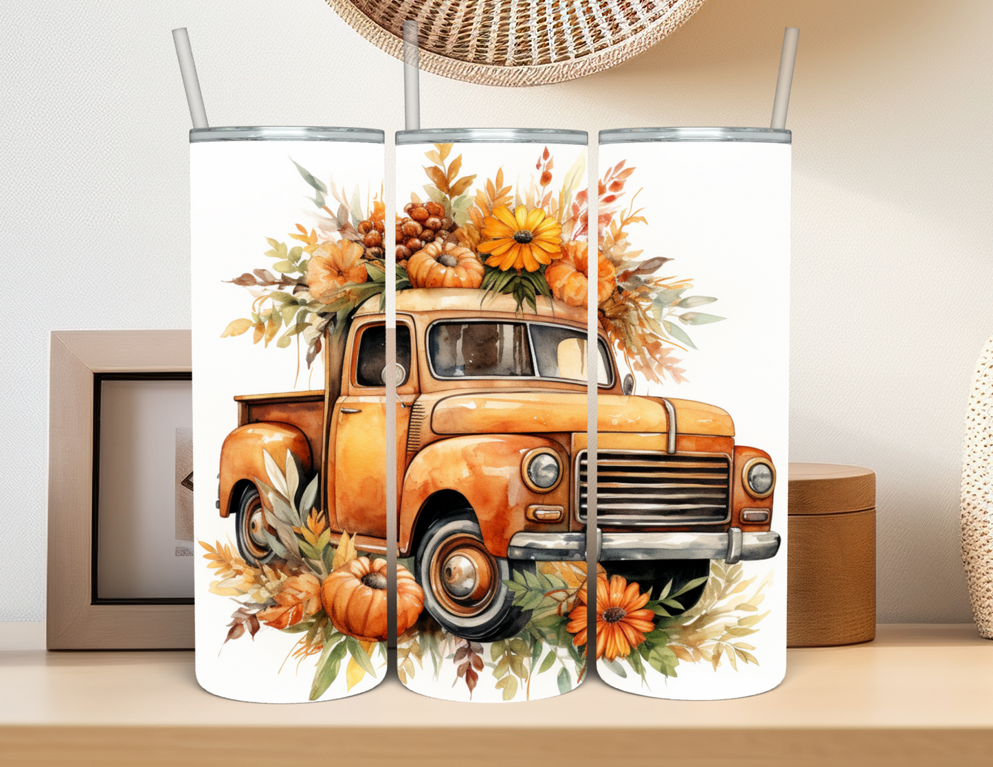 Old Truck & Fall Flowers Tumbler