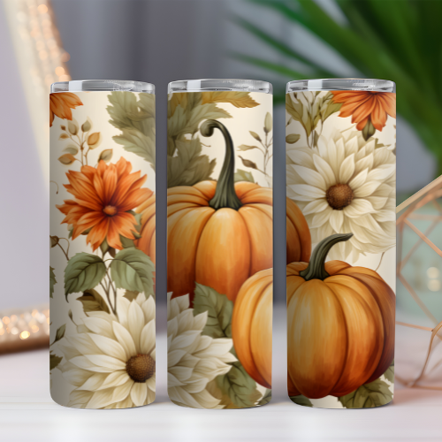 Fall Pumpkins & Mums Tumbler