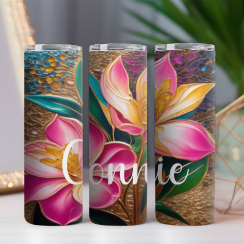 Floral Gold & Pink Tumbler