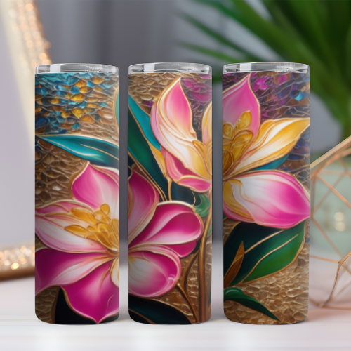 Floral Gold & Pink Tumbler