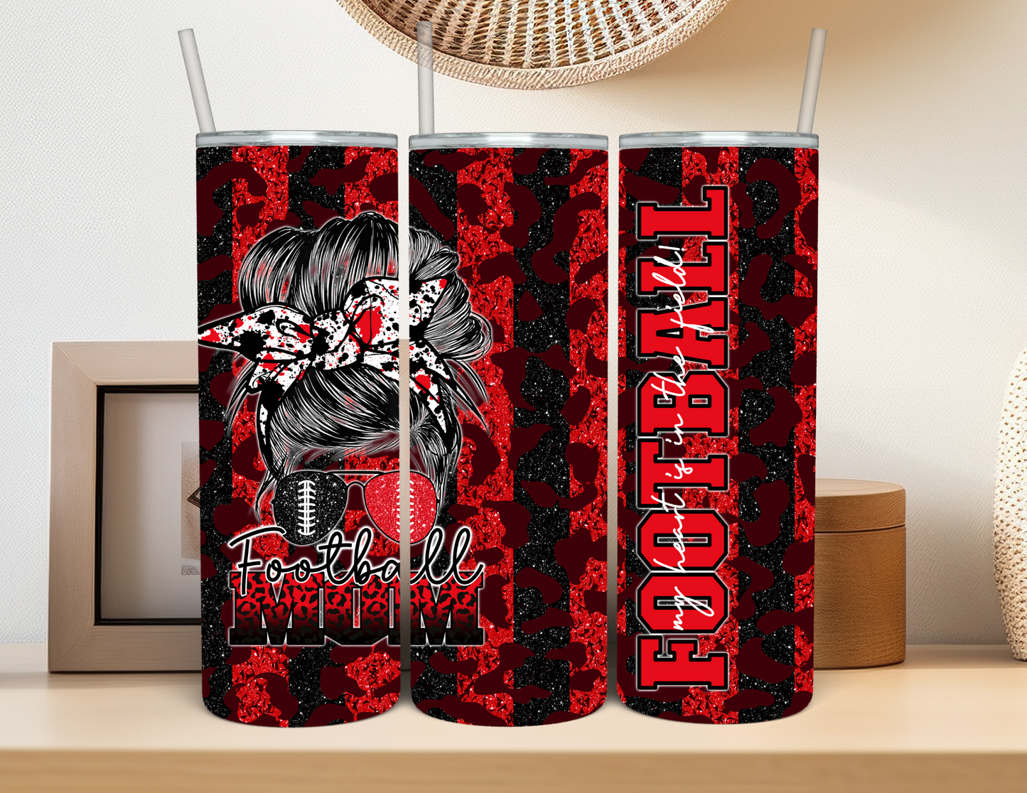 Football Mom Red & Black Tumbler