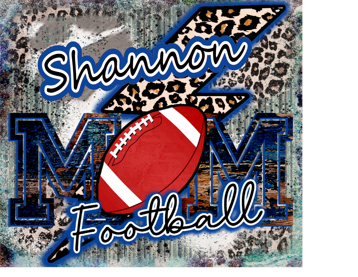 Football Mom Blue Leopard