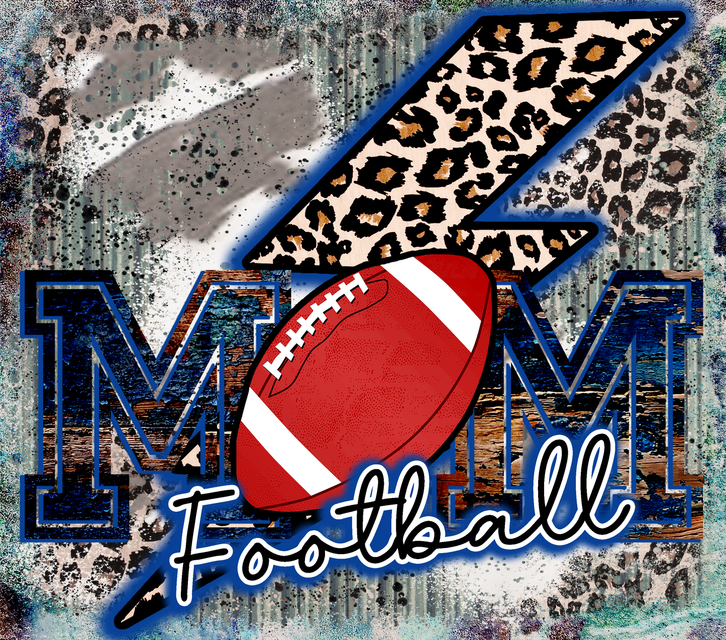 Football Mom Blue Leopard