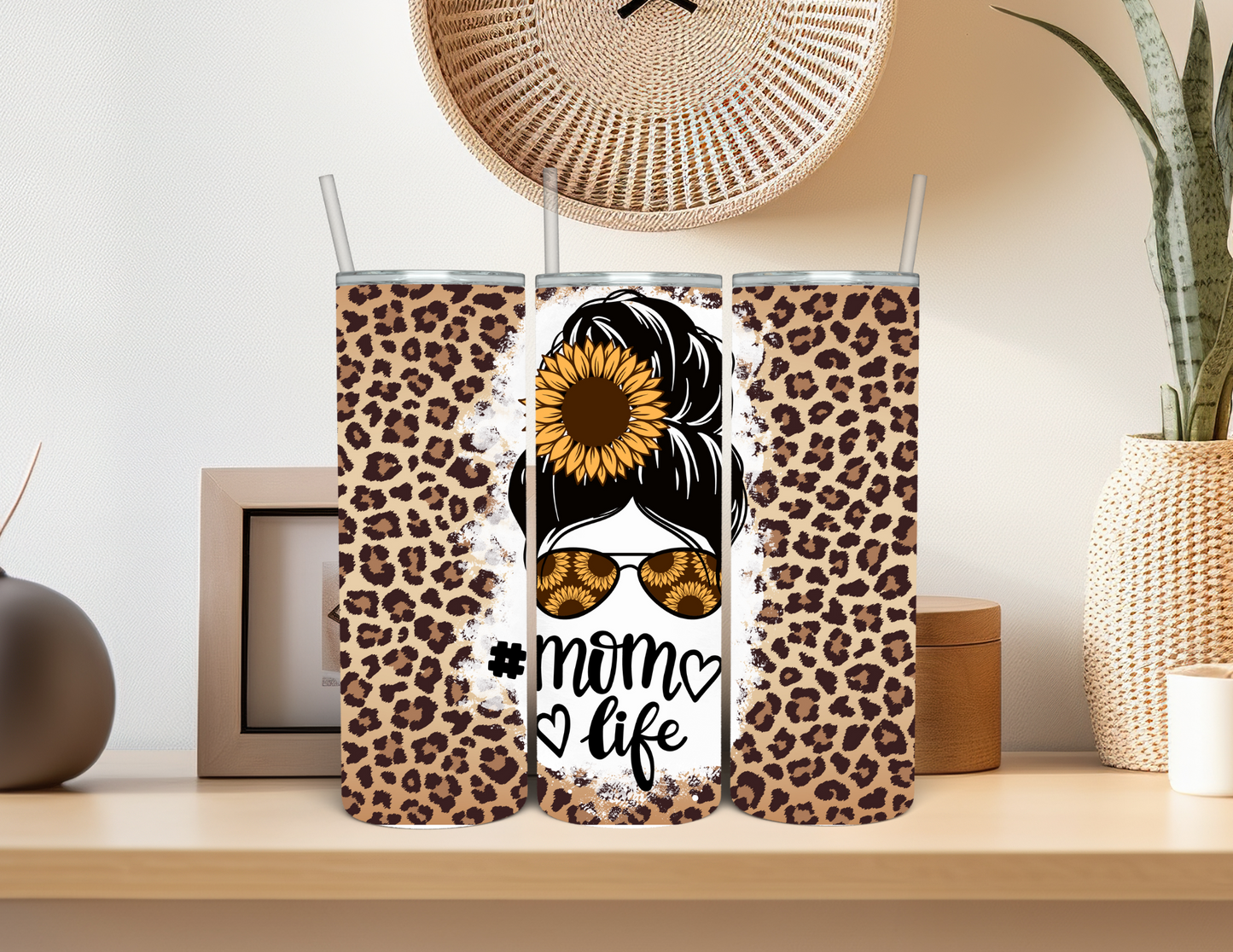 Mom Life Leopard Print Tumbler