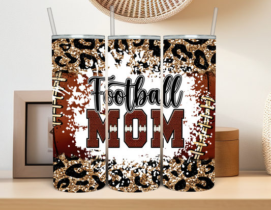 Football Mom Leopard Print Tumbler