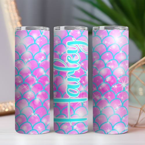 Mermaid Princess Pink Glitter Tumbler