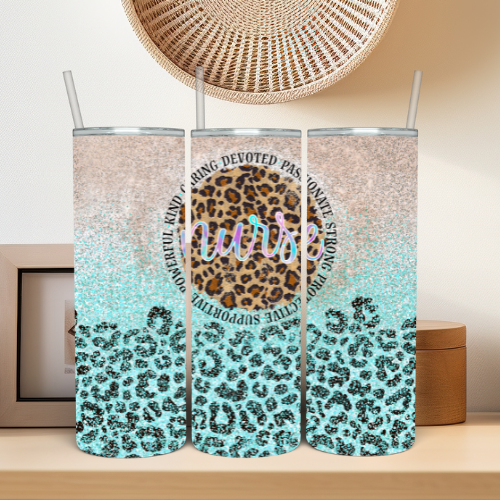 Nurse - Circle Leopard Print Mint