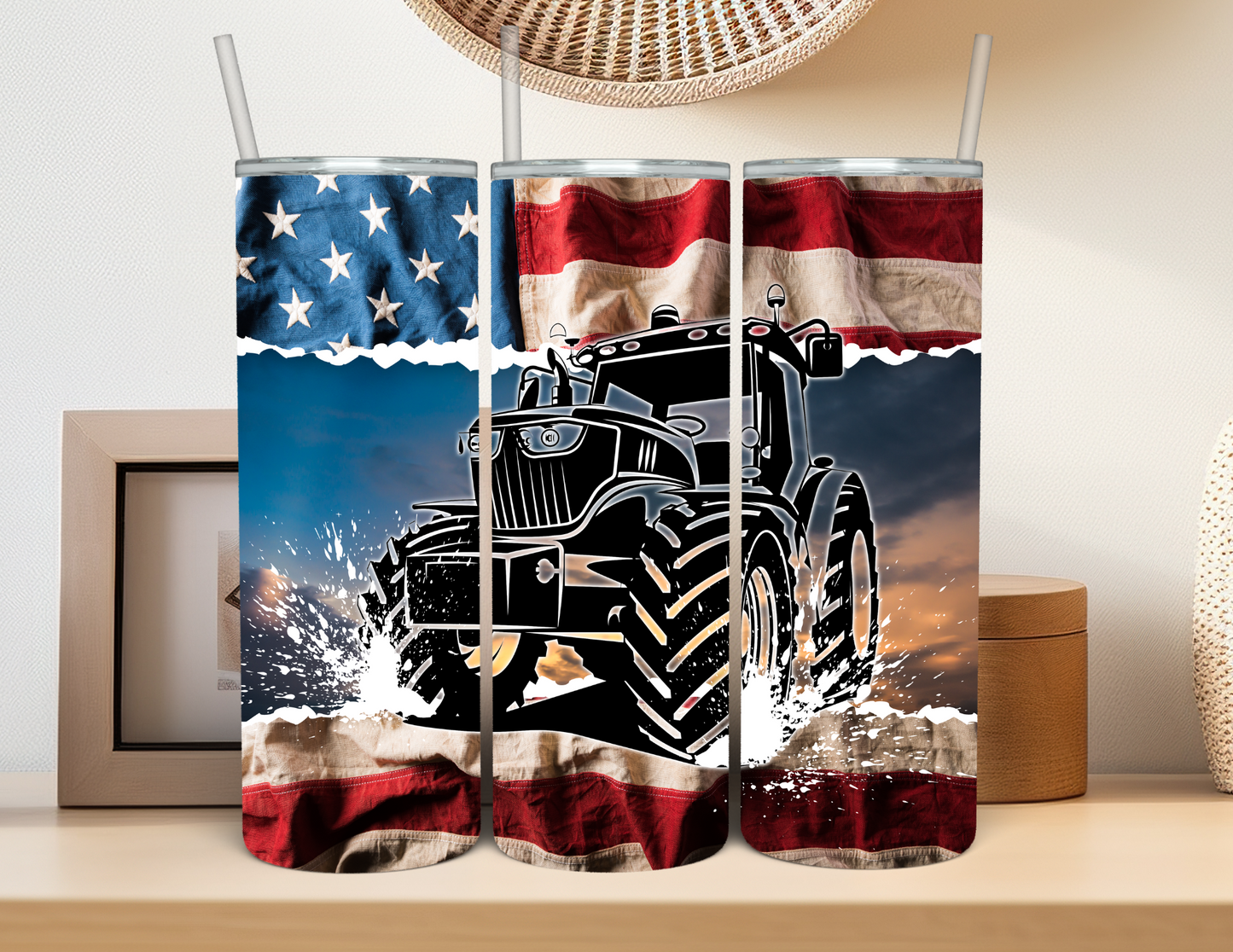 Patriotic Tractor Tumbler