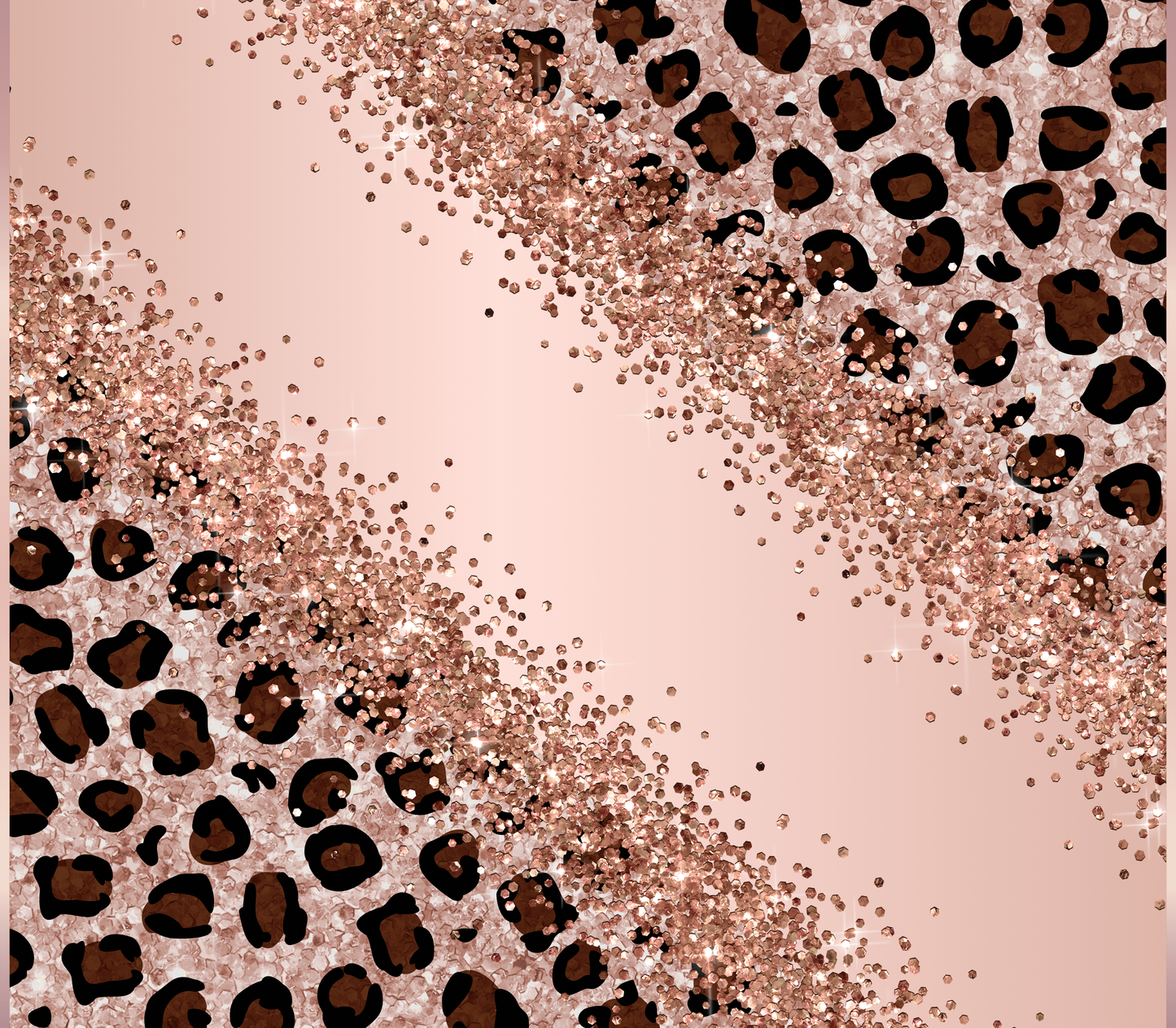 Rose Gold Diagonal Leopard Print Tumbler