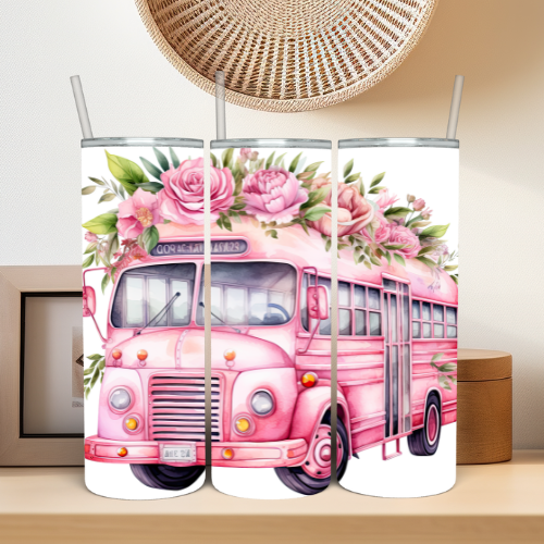 Pink School Bus Tumbler