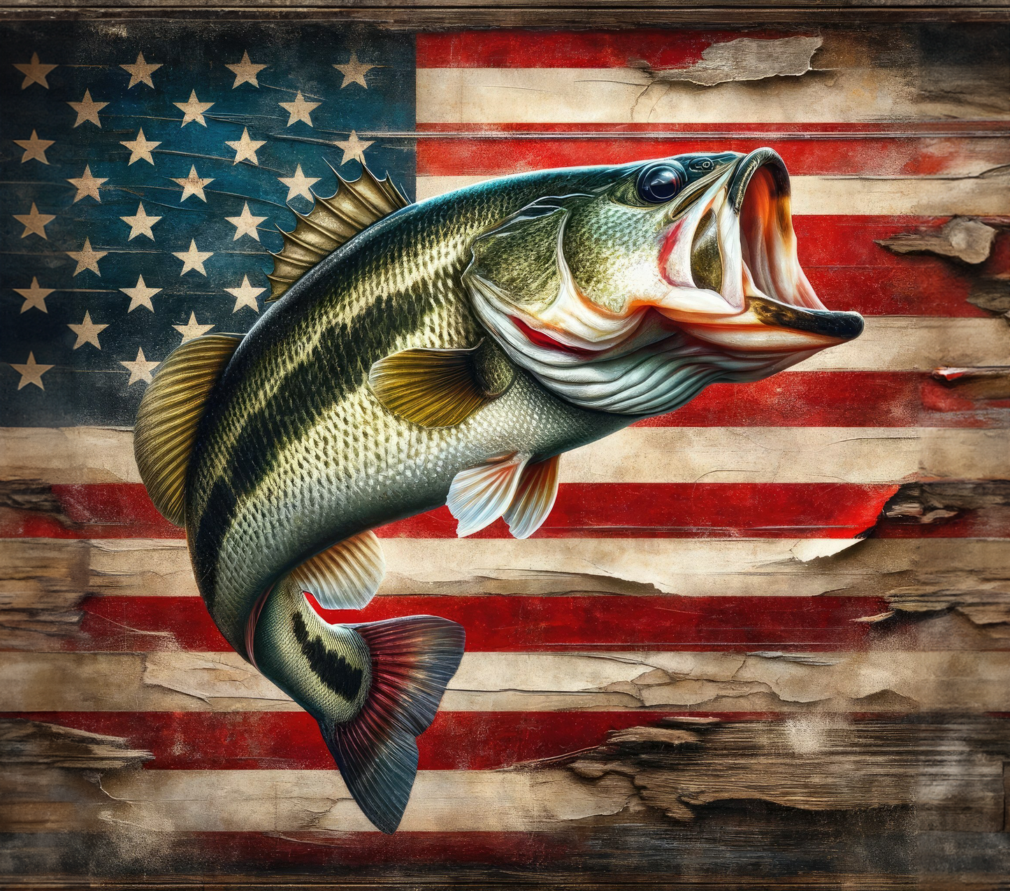 Bass Fish American Flag Tumbler