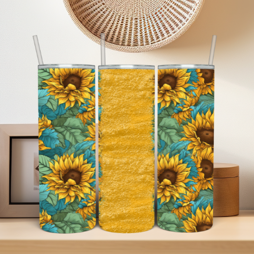 Sunflowers & Gold Glitter Tumbler