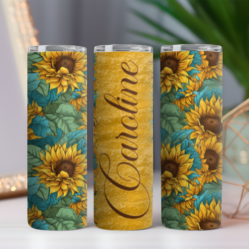 Sunflowers & Gold Glitter Tumbler