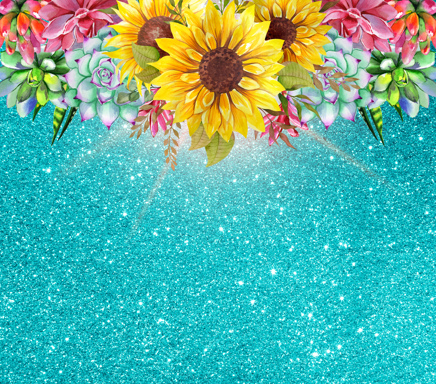 Glittered Sunflowers & Succulents Tumbler